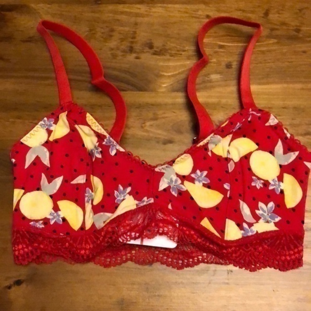Free People Bra Bralette Red Mari Lemons XS